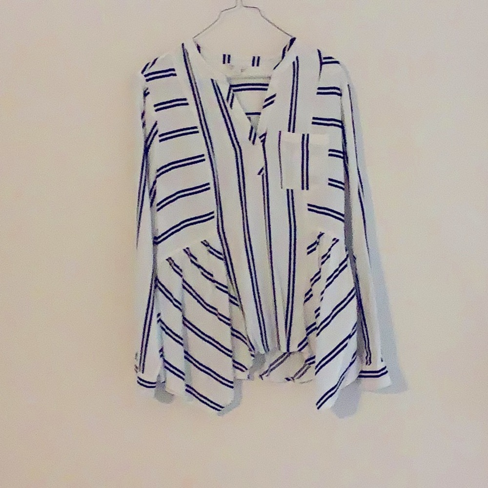 Cato womens black and white striped blouse
